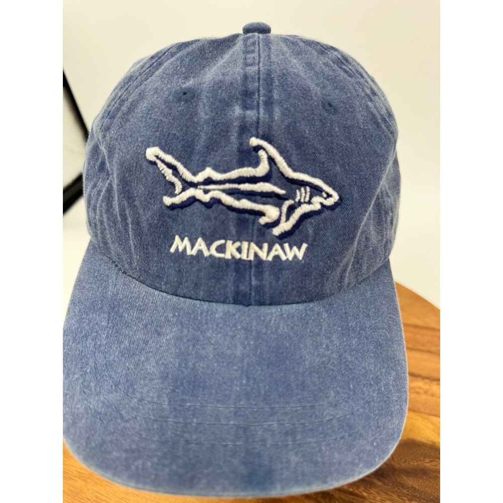 Mackinaw‎ Blue Washed Denim Hat Cap Embroidered Shark Mens